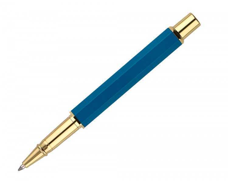 Boligrafo belius macaron bliss forma hexagonal color rosa/ azul y dorado tinta azul caja de diseño