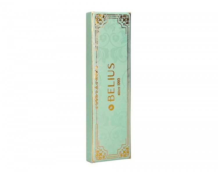 Boligrafo belius macaron bliss forma hexagonal color verde dorado tinta azul caja de diseño