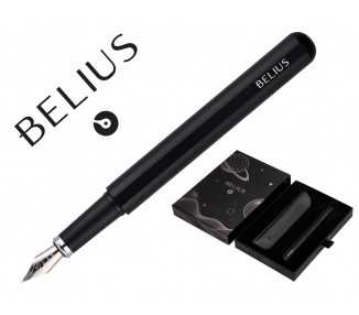 Pluma y funda de similpiel belius space b color minimalista negro tinta azul caja de diseño
