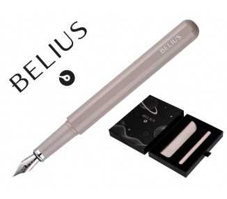 Pluma y funda de similpiel belius space b color minimalista gris tinta azul caja de diseño