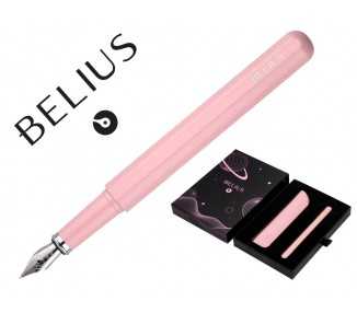 Pluma y funda de similpiel belius space b color minimalista rosa tinta azul caja de diseño