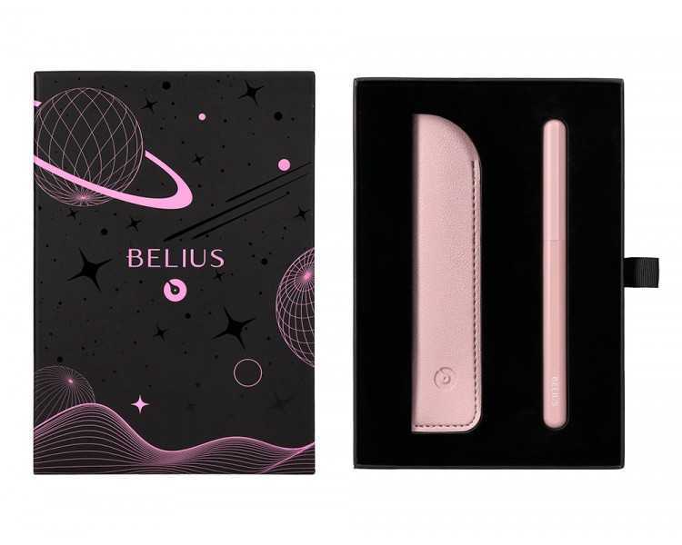 Pluma y funda de similpiel belius space b color minimalista rosa tinta azul caja de diseño