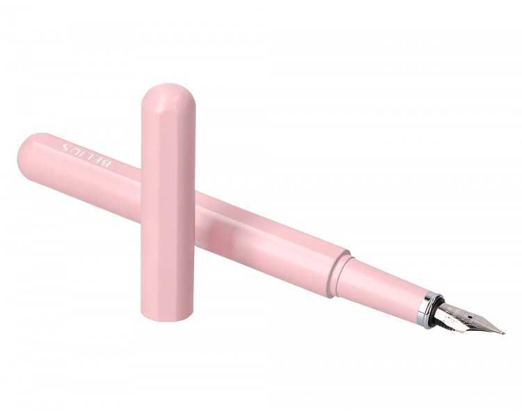 Pluma y funda de similpiel belius space b color minimalista rosa tinta azul caja de diseño