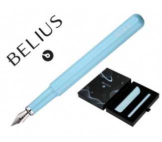 Pluma y funda de similpiel belius space b color minimalista azul tinta azul caja de diseño