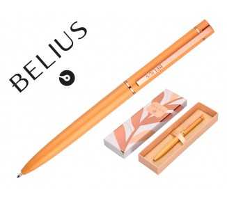Boligrafo belius rose aluminio color naranja/oro rosa tinta azul caja de diseño