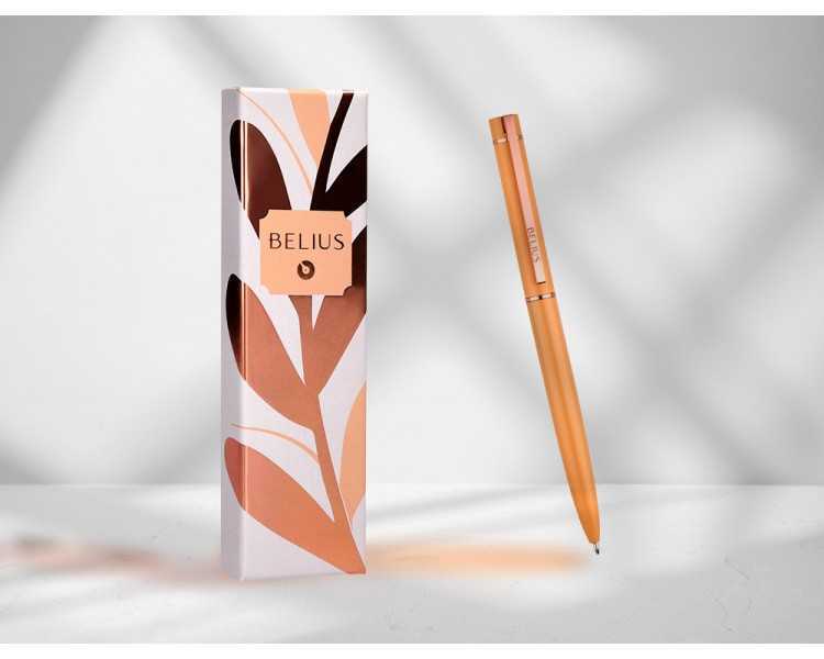 Boligrafo belius rose aluminio color naranja/oro rosa tinta azul caja de diseño