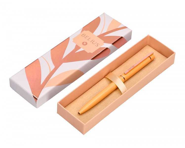 Boligrafo belius rose aluminio color naranja/oro rosa tinta azul caja de diseño