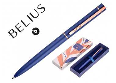 Boligrafo belius rose aluminio color azul electrico/oro rosa tinta azul caja de diseño