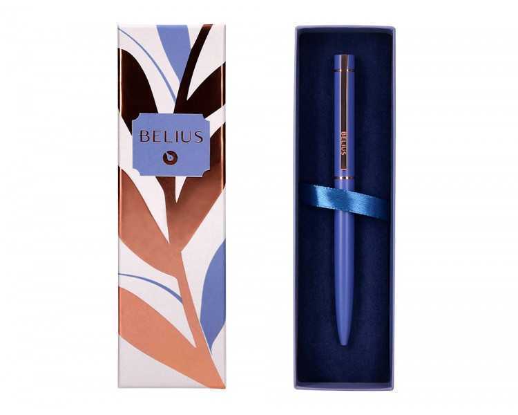 Boligrafo belius rose aluminio color azul electrico/oro rosa tinta azul caja de diseño