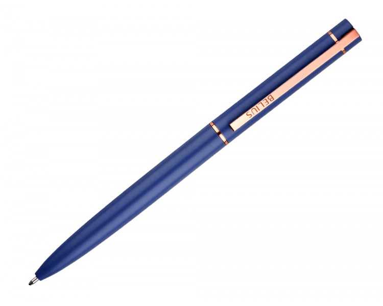 Boligrafo belius rose aluminio color azul electrico/oro rosa tinta azul caja de diseño