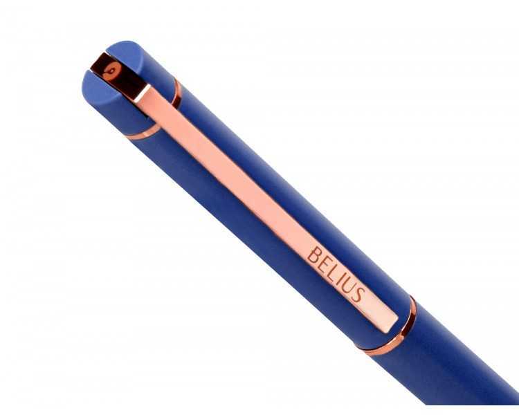 Boligrafo belius rose aluminio color azul electrico/oro rosa tinta azul caja de diseño