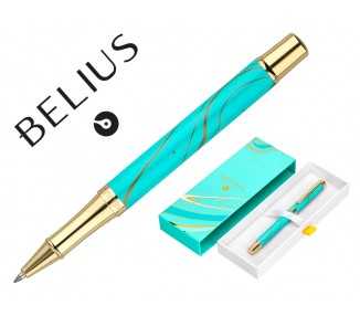 Roller belius aqua aluminio color turquesa y dorado tinta negra caja de diseño