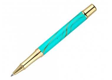 Roller belius aqua aluminio color turquesa y dorado tinta negra caja de diseño