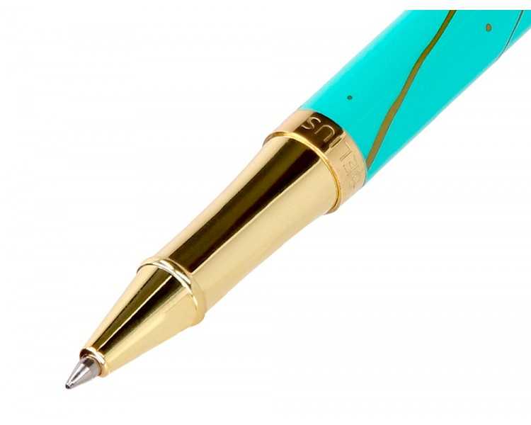 Roller belius aqua aluminio color turquesa y dorado tinta negra caja de diseño