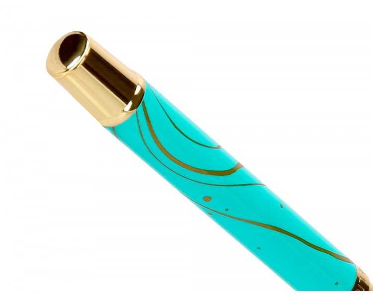 Roller belius aqua aluminio color turquesa y dorado tinta negra caja de diseño