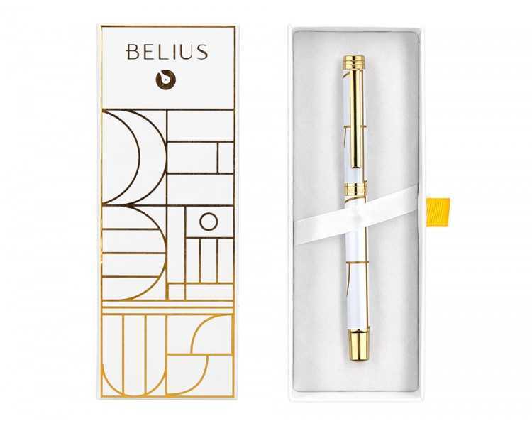 Roller belius carte blanche color blanco y dorado tinta negra caja de diseño