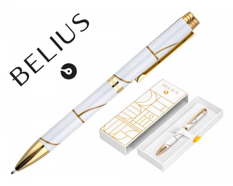 Boligrafo belius carte blanche color y blanco dorado tinta azul caja de diseño