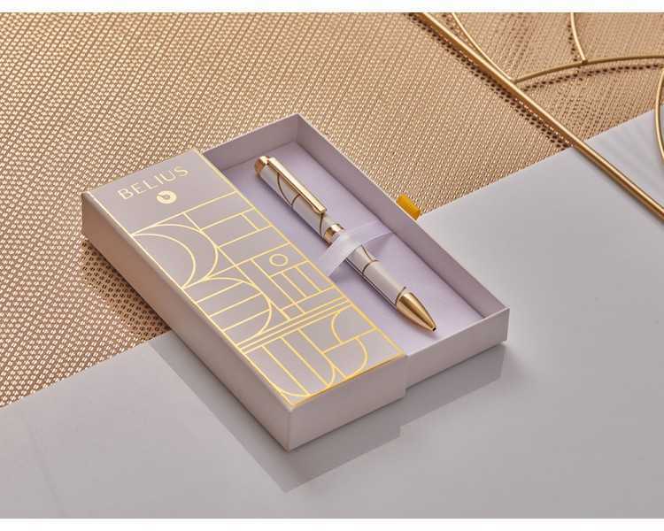 Boligrafo belius carte blanche color y blanco dorado tinta azul caja de diseño