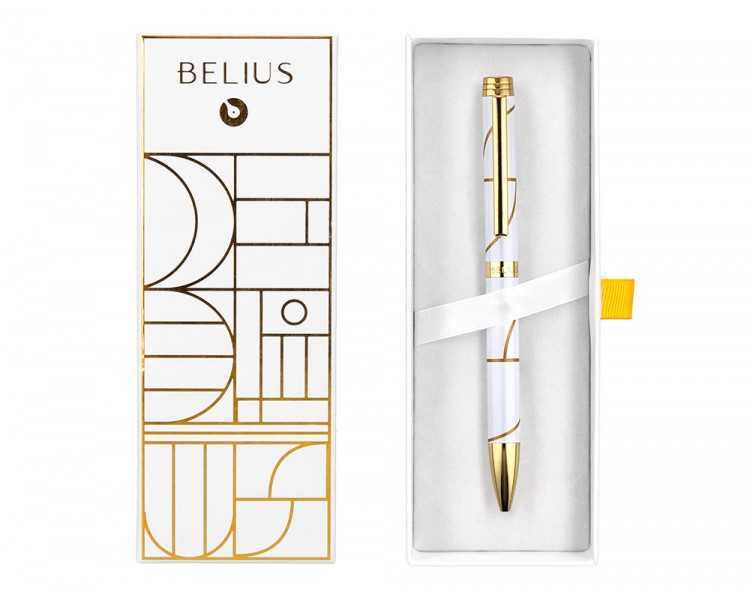 Boligrafo belius carte blanche color y blanco dorado tinta azul caja de diseño