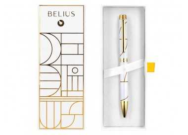 Boligrafo belius carte blanche color y blanco dorado tinta azul caja de diseño