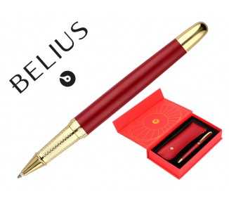 Boligrafo y estuche belius soiree color art deco granate y dorado tinta azul caja de diseño