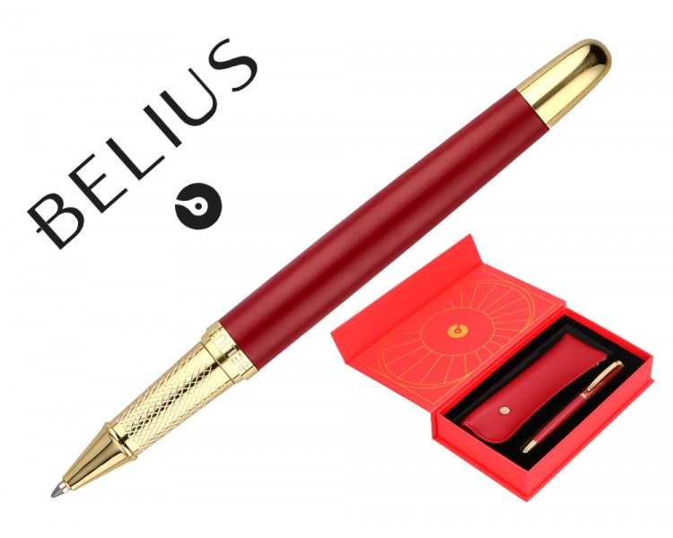 Boligrafo y estuche belius soiree color art deco granate y dorado tinta azul caja de diseño