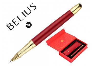 Boligrafo y estuche belius soiree color art deco granate y dorado tinta azul caja de diseño
