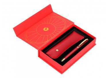 Boligrafo y estuche belius soiree color art deco granate y dorado tinta azul caja de diseño