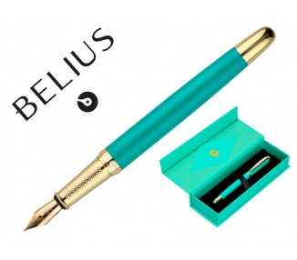 Pluma belius soiree aluminio color art deco turquesa y dorado tinta azul caja de diseño