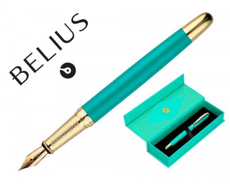Pluma belius soiree aluminio color art deco turquesa y dorado tinta azul caja de diseño