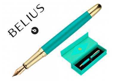 Pluma belius soiree aluminio color art deco turquesa y dorado tinta azul caja de diseño