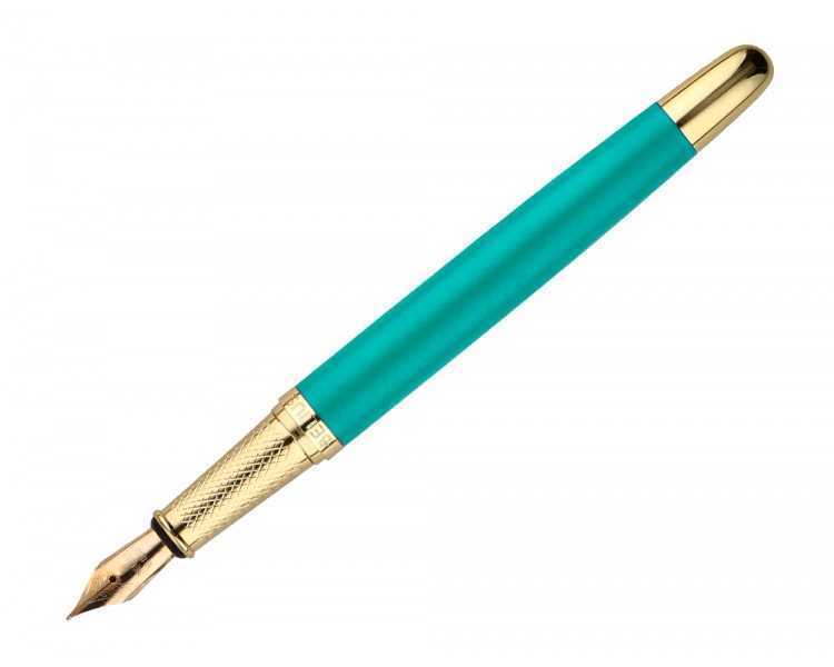 Pluma belius soiree aluminio color art deco turquesa y dorado tinta azul caja de diseño