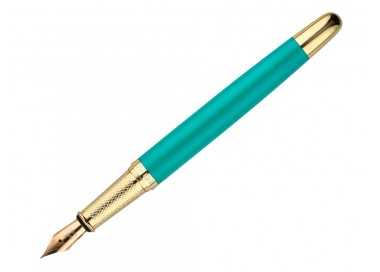 Pluma belius soiree aluminio color art deco turquesa y dorado tinta azul caja de diseño