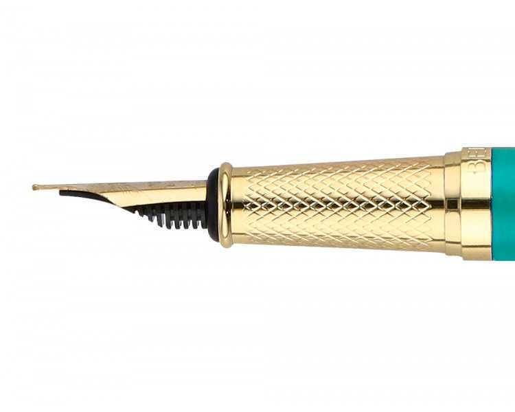 Pluma belius soiree aluminio color art deco turquesa y dorado tinta azul caja de diseño