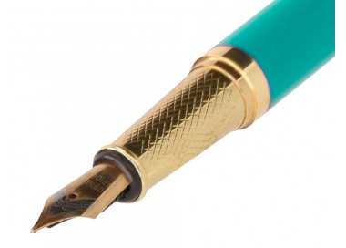Pluma belius soiree aluminio color art deco turquesa y dorado tinta azul caja de diseño