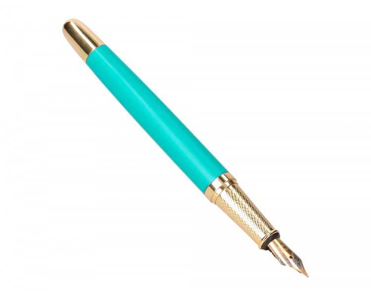 Pluma belius soiree aluminio color art deco turquesa y dorado tinta azul caja de diseño