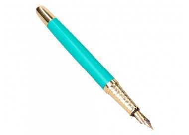 Pluma belius soiree aluminio color art deco turquesa y dorado tinta azul caja de diseño