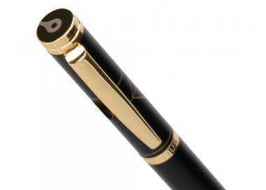 Boligrafo y estuche belius soiree color negro y dorado tinta azul caja de diseño