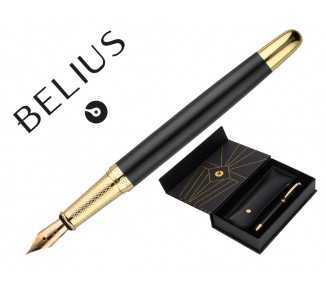 Pluma y estuche belius soiree color art deco negro y dorado tinta azul caja de diseño