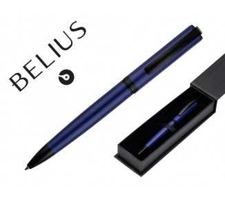 Boligrafo belius turbo aluminio color azul y negro tinta azul caja de diseño