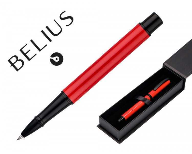 Roller belius turbo aluminio color rojo y negro tinta azul caja de diseño