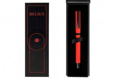 Roller belius turbo aluminio color rojo y negro tinta azul caja de diseño