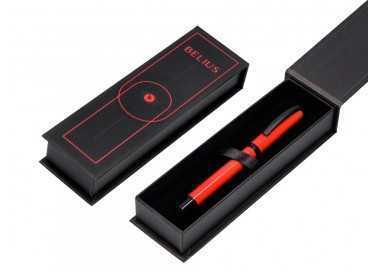 Roller belius turbo aluminio color rojo y negro tinta azul caja de diseño