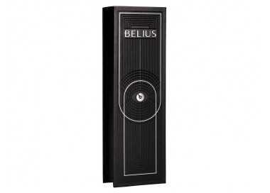 Boligrafo belius turbo aluminio textura punteada color negro y plateado tinta azul caja de diseño