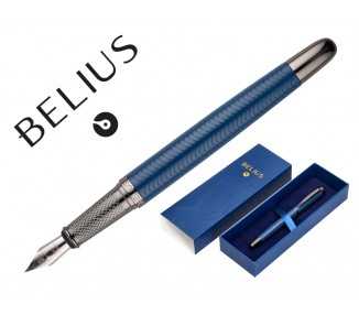 Pluma belius neptuno aluminio textura wavy color azul marino tinta azul caja de diseño