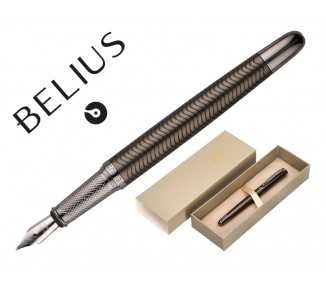 Pluma belius neptuno aluminio textura wavy color caqui tinta azul caja de diseño
