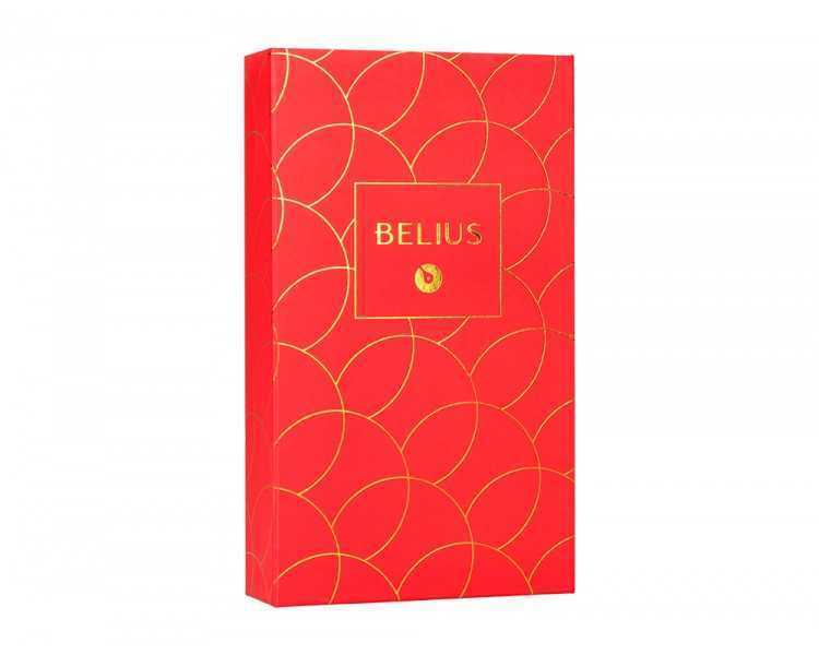 Boligrafo y estuche belius passion dor aluminio textura cepillada color rojo y dorado tinta azul caja de diseño