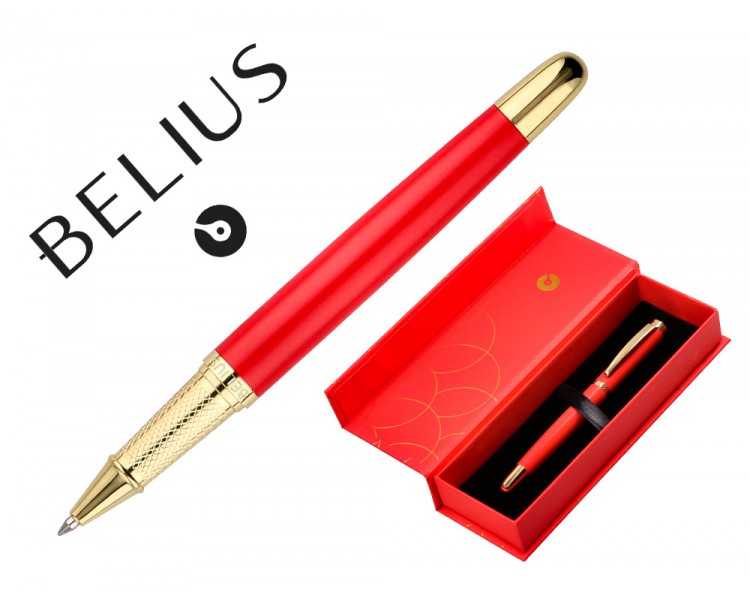 Boligrafo belius passion dor aluminio textura cepillada color rojo y dorado tinta azul caja de diseño