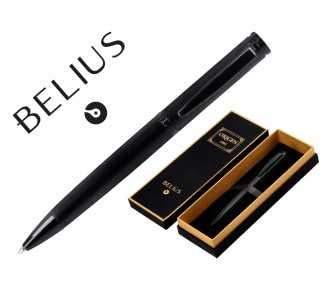 Boligrafo belius origen 1995 aluminio textura cepillada color negro tinta azul caja de diseño