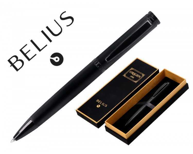 Boligrafo belius origen 1995 aluminio textura cepillada color negro tinta azul caja de diseño